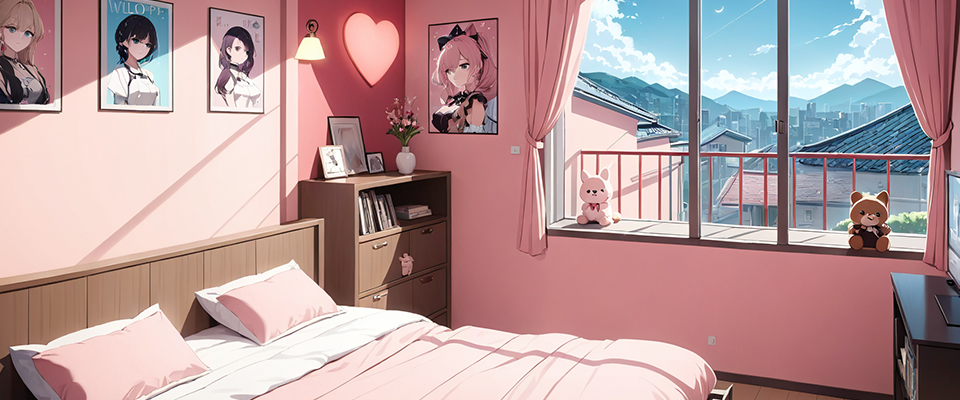 FREE Girl Bedrooms Pink and White Visual Novel Backgrounds