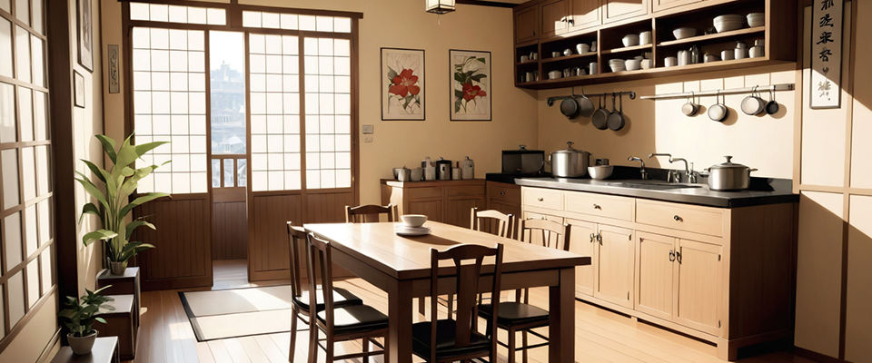 Modern Japanese Kitchens backgrounds - 23 images for VN games