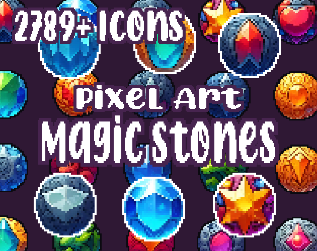 49+ Magic Stones - Pixelart - Icons & Tilsets -  for Pixel Art Games & Pixel Art Projects.