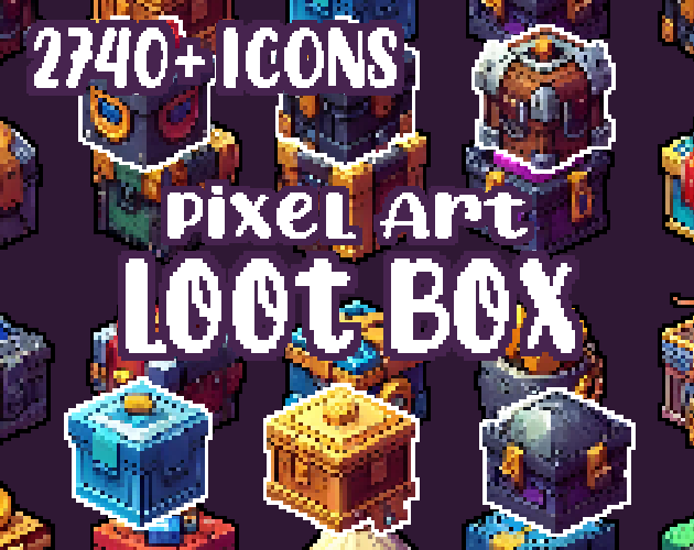 36+ Loot Boxes - Pixelart - Icons -  for Pixel Art Games & Pixel Art Projects.