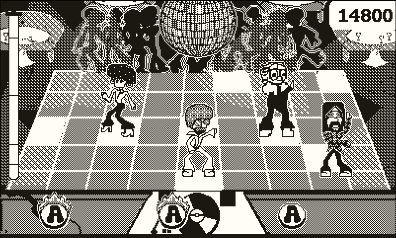 A game screenshot showing a dance floor with several characters dancing. Daley Bellbottoms is in the middle, there’s a disco ball at the top