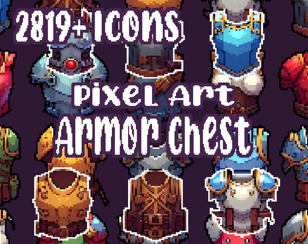 30+ Armor Chest - Pixelart - Icons -  for Pixel Art Games & Pixel Art Projects.