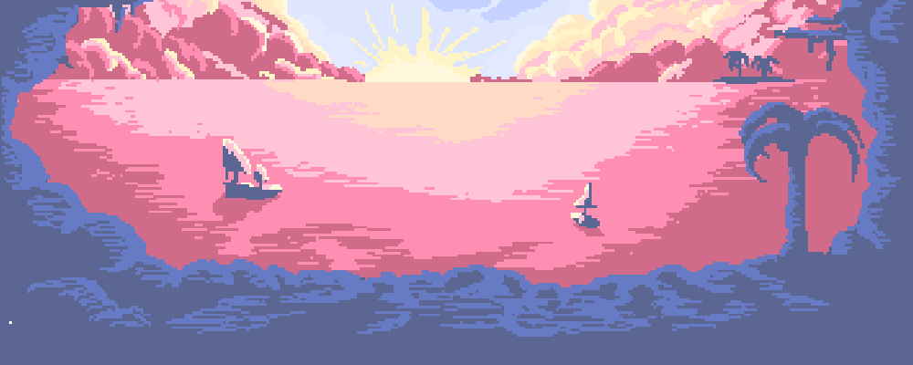 pixelart Background: tropical island sunset