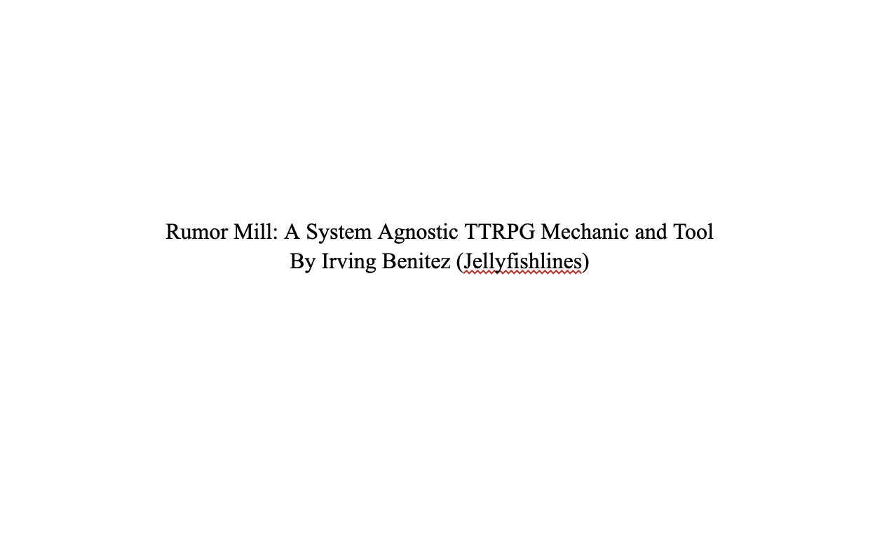 Cover image for Rumor Mill: A System Agnostic TTRPG Mechanic and Tool