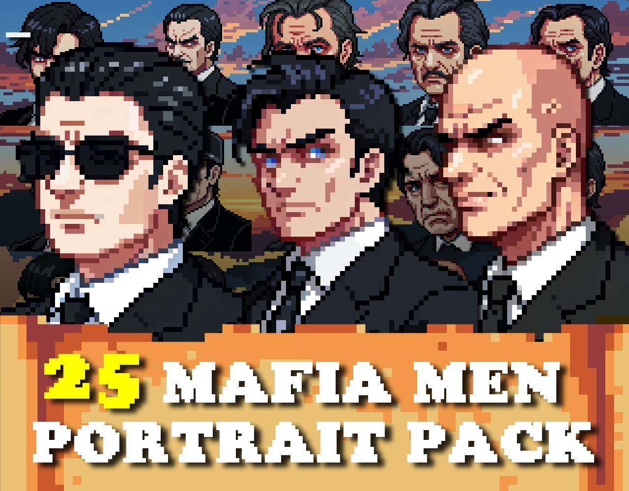 Mafia Men Portrait Pack Asset - Pixelart / Pixel Art sprite Badass Bust ...