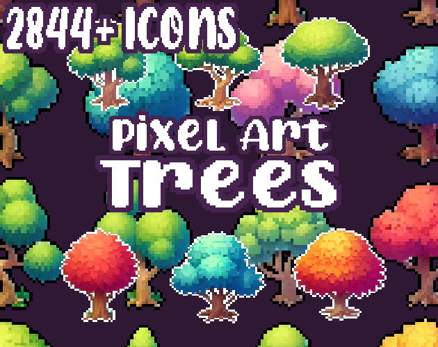 25+ Trees - Pixelart - Icons -  for Pixel Art Games & Pixel Art Projects.