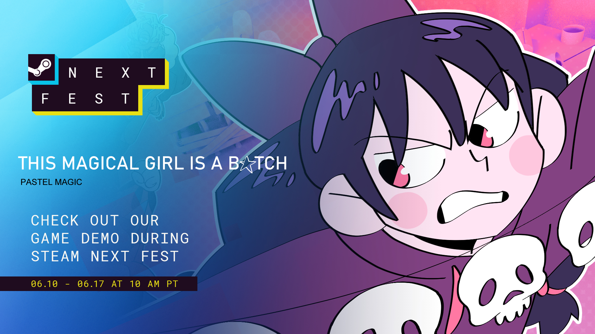 Steam Next Fest is a GO!! 🎉 - This Magical Girl is a B⭐tch [ACT 1] by  belleinpastel, LittleMissLeeStories, Jan Hehr, Shannom, Leon Artmann,  Marionette, Nivarian, Rae1347, aphelion_ic