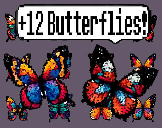 Pixel art Sprites! - Butterflies! #2 - Items/Objets/Icons/Tilsets