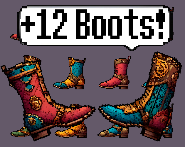 Pixel art Sprites! - Boots! #1 - Items/Objets/Icons/Tilsets