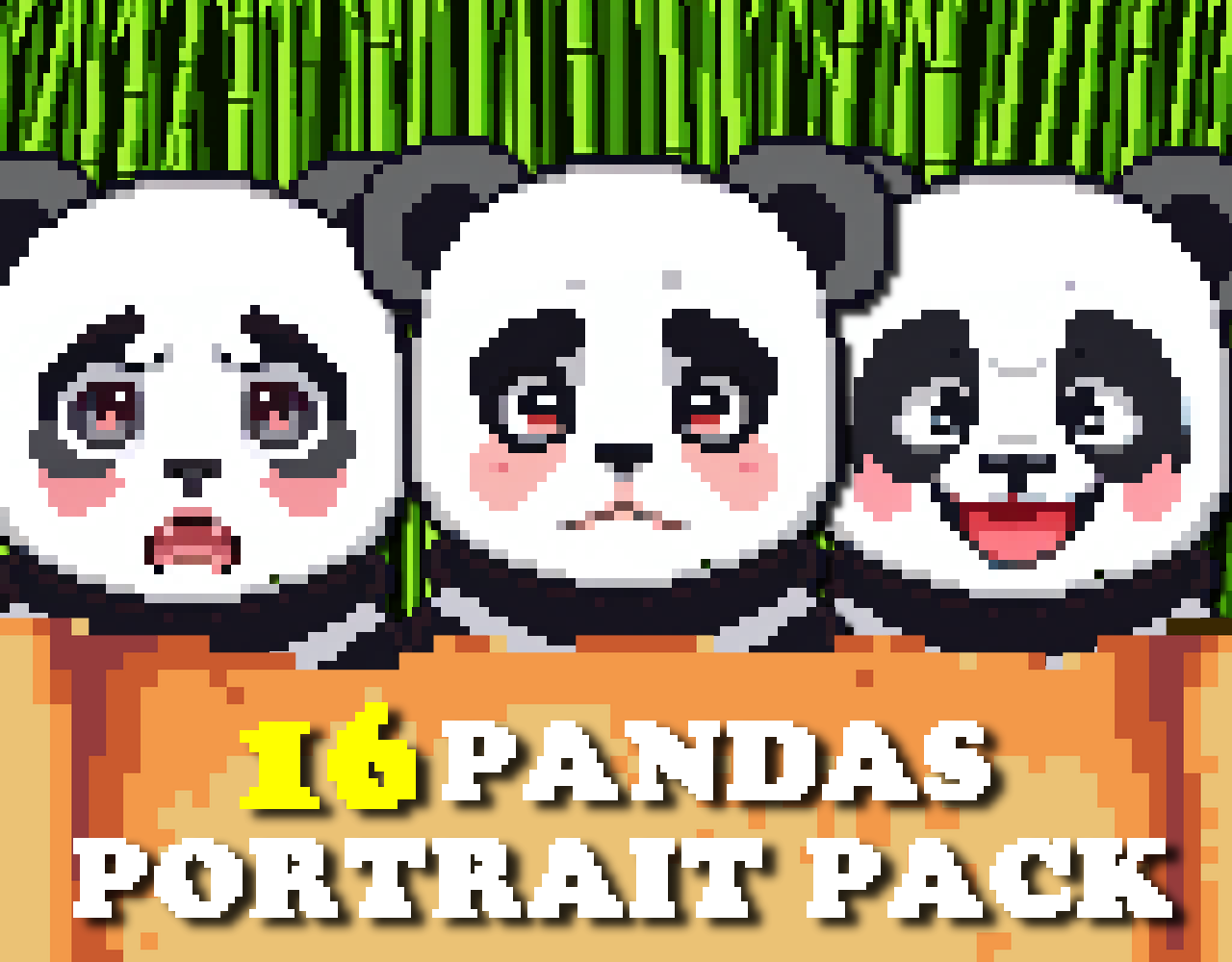Panda Portrait Pack Asset - Pixelart / Pixel Art sprite Cute Bust Pack ...