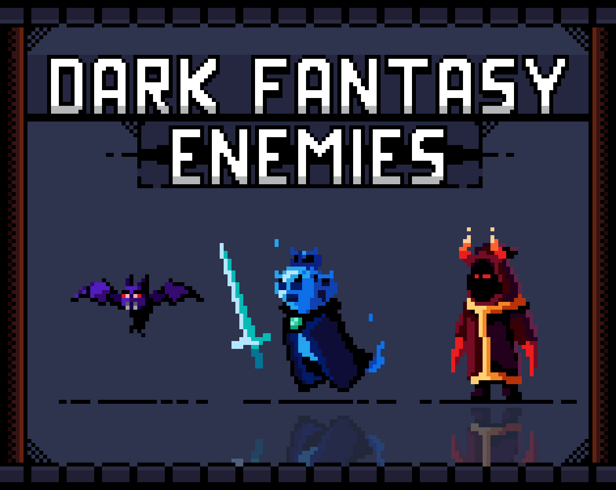 Dark fantasy enemies 2d pixel art by monopixelart