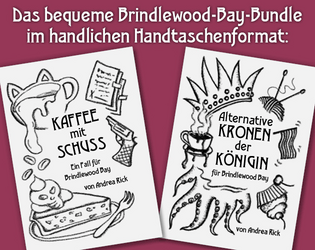 Das bequeme Brindlewood Bay Bundle   - Oneshot-Fall "Kaffee mit Schuss" und Regelerweiterung "Alternative Kronen der Königin" im Mikro-Zine-Format 