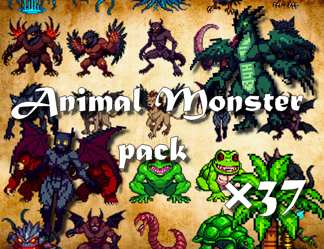 37 Animal Monsters --- Pixel Art Animal Monster Pack by PixiePirate