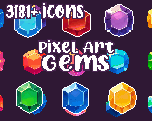 18+ Gems - Pixelart - Icons - High quality: 12 Color Palettes and 8 Resolutions.