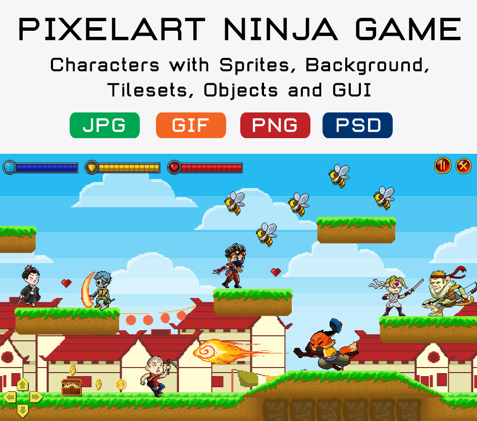 Pixelart Ninja Game Kit 2 by Mobile Game Graphics