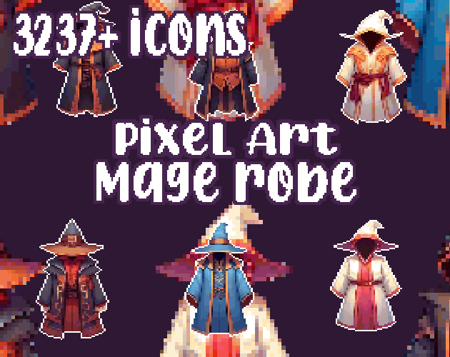 6+ Mage Rope - Pixelart - Icons - High quality: 12 Color Palettes and 8 Resolutions.