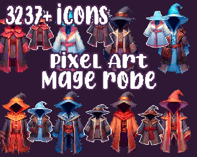 12+ Mage Rope - Pixelart - Icons - High quality: 12 Color Palettes and 8 Resolutions.