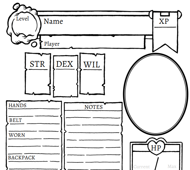 Maze Rats Alternate Character Sheet by Quantum Quill