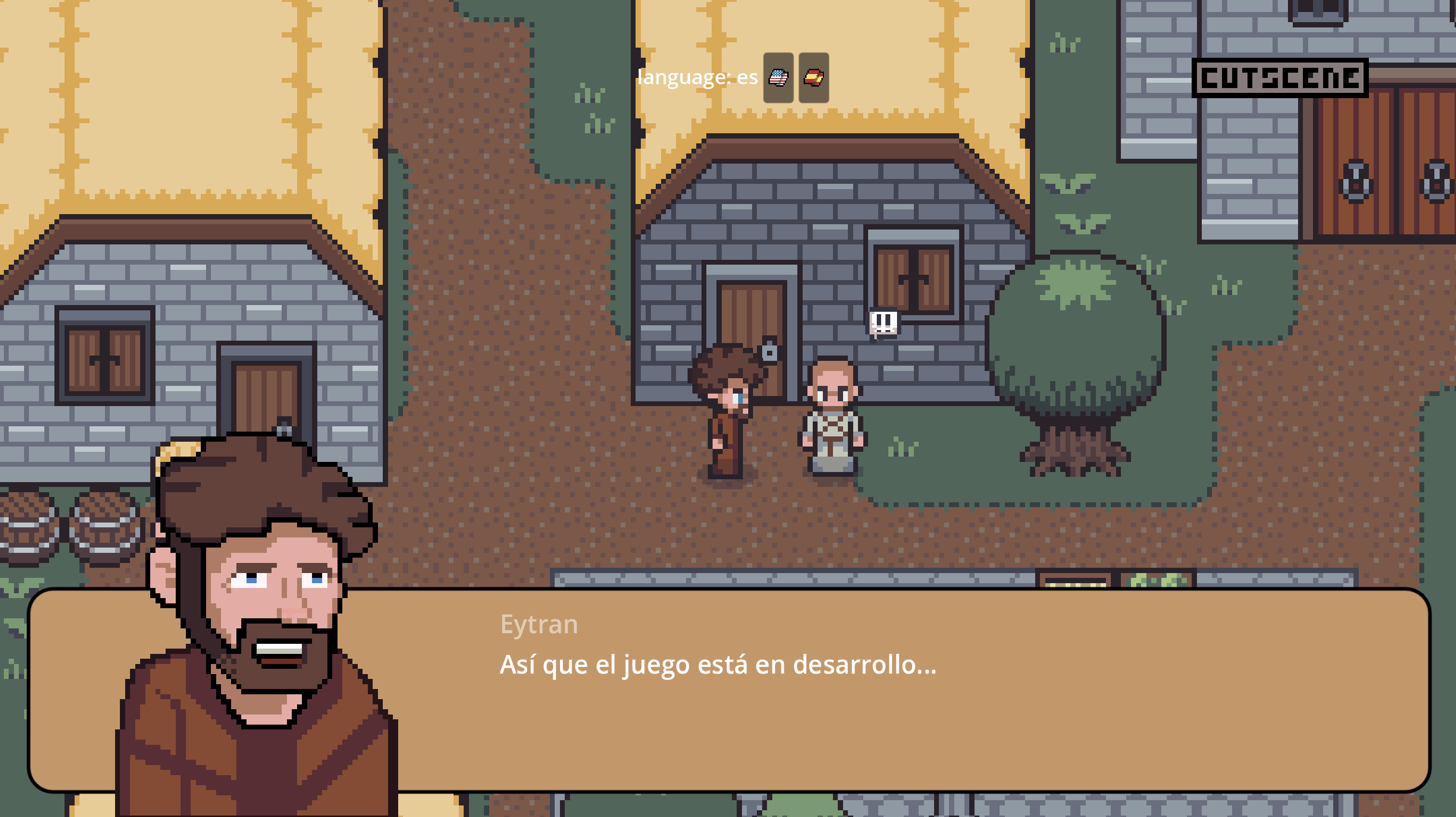 Shows a dialogue from Eytran in Spanish thanks to the newly implemented Localization Implementation