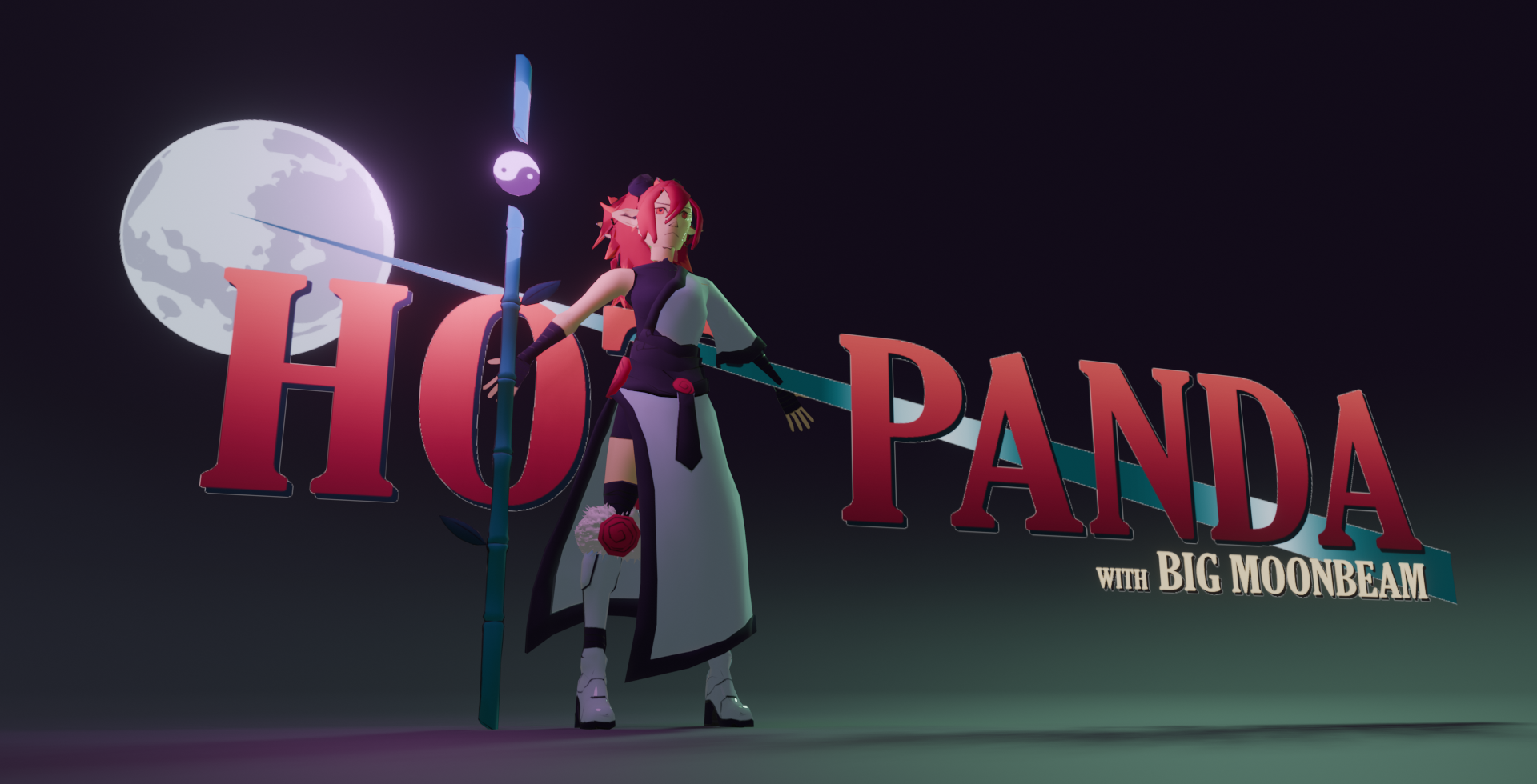 Hot Panda With Moon Beam