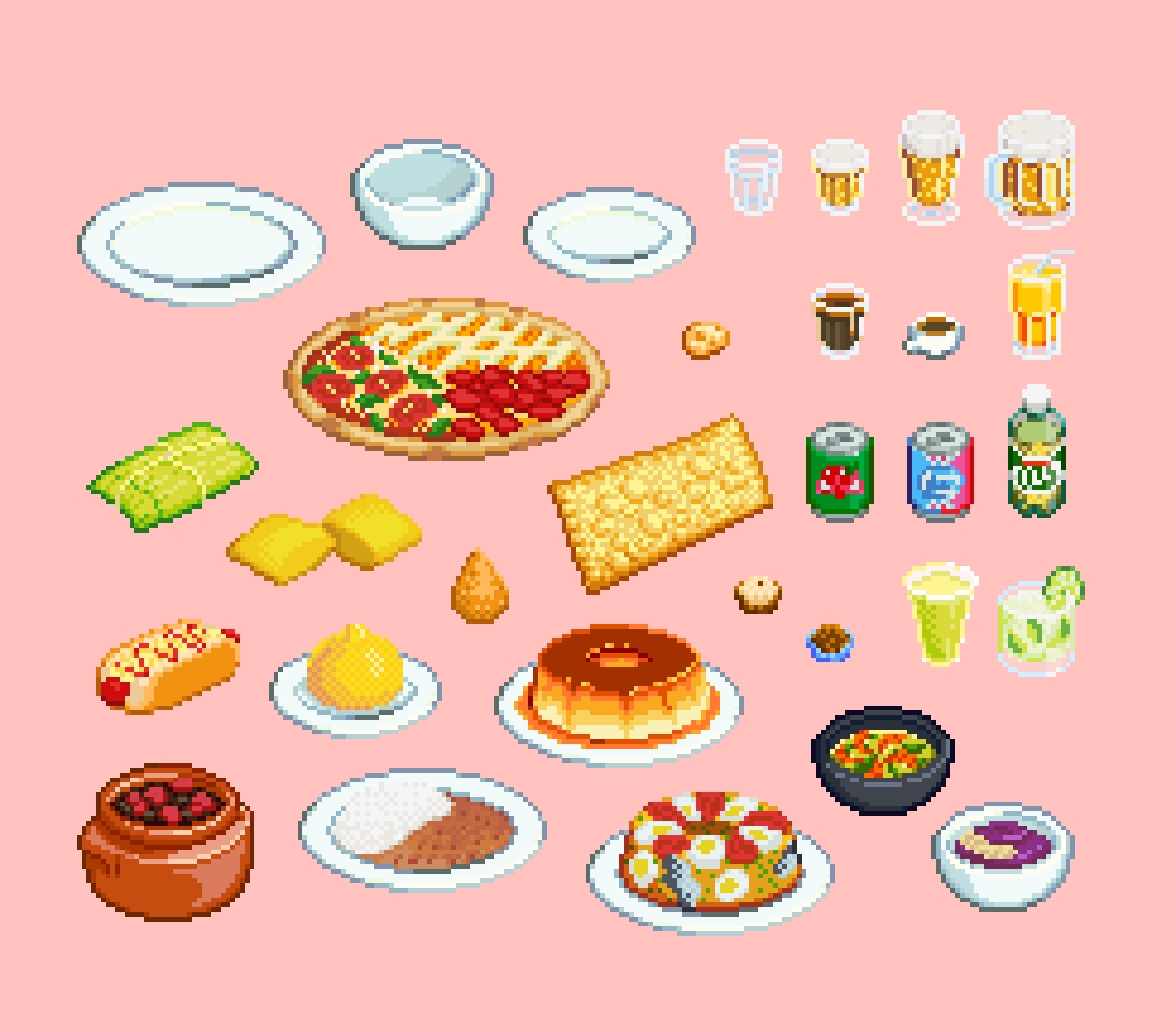 Brazilian Food Isometric Pixel Art