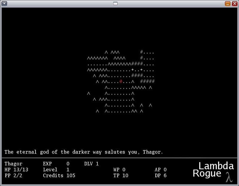 The very first, VERY basic version of LambdaRogue in 2006