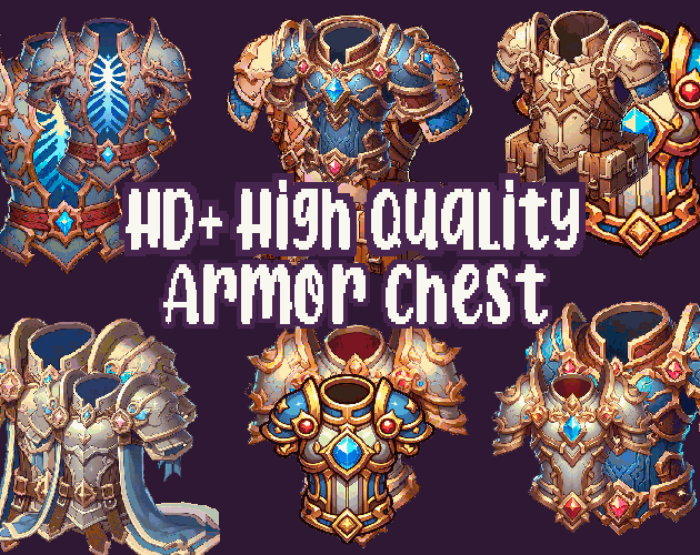 6+ Armor Chest #1 - Cartoon HD+ - Sprites - High quality: 12 Color Palettes and 3 Resolutions.