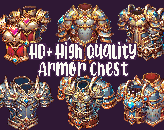 8+ Armor Chest #2 - Cartoon HD+ - Sprites - High quality: 12 Color Palettes and 3 Resolutions.