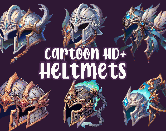 10+ Heltmets #1 - Cartoon - Sprites - High quality: 12 Color Palettes and 3 Resolutions.