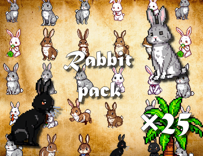 25 Rabbits --- Pixel Art Rabbit Pack by PixiePirat
