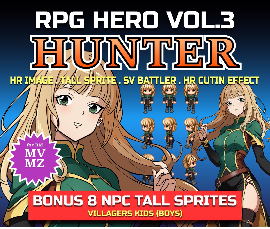 RPG HERO Vol.3 HUNTER (Tall Sprite) for MV & MZ