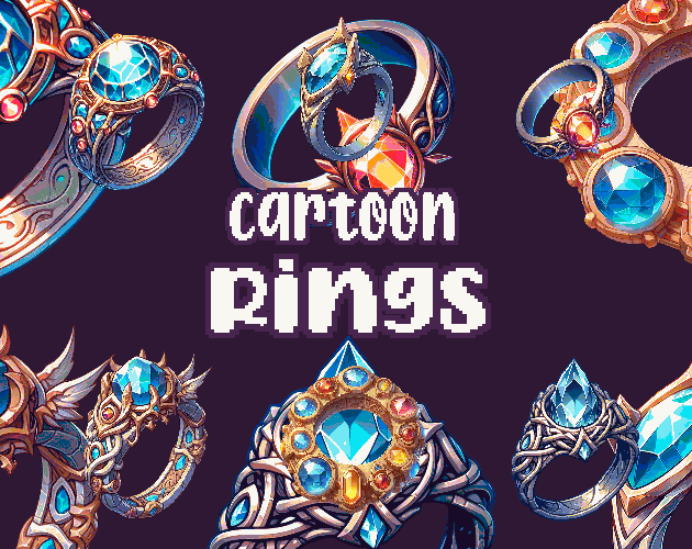8+ Rings #1 - Cartoon - Sprites - High quality: 13 Color Palettes and 3 Resolutions.
