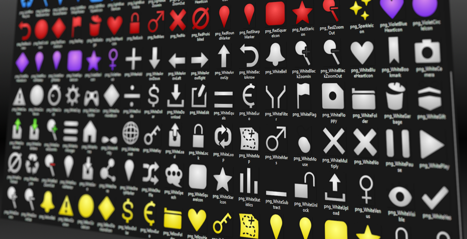 Modern UI Symbols: Vector Icon Pack (64 Unique Icons, 234 Colors)