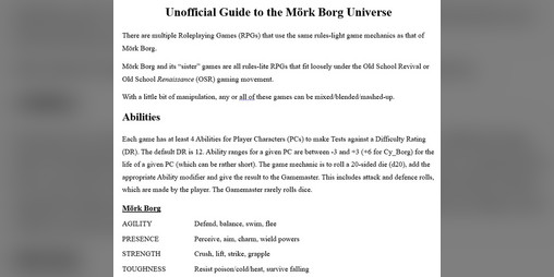 Cover image for Unofficial Guide to the Mork Borg Universe