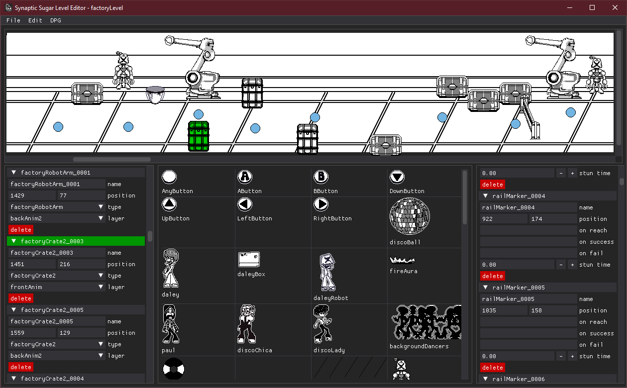 A view of the level editor using some temporary art for the new level