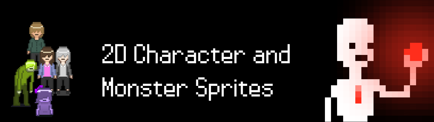 2D Pixel Horror Character and Monster Sprites