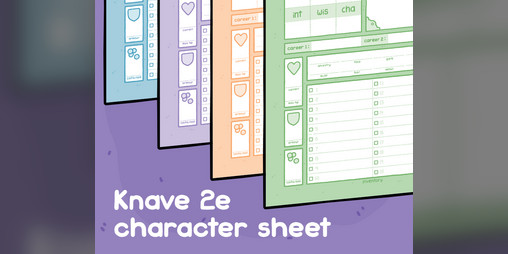 Cover image for Knave 2e Character Sheet/Folio