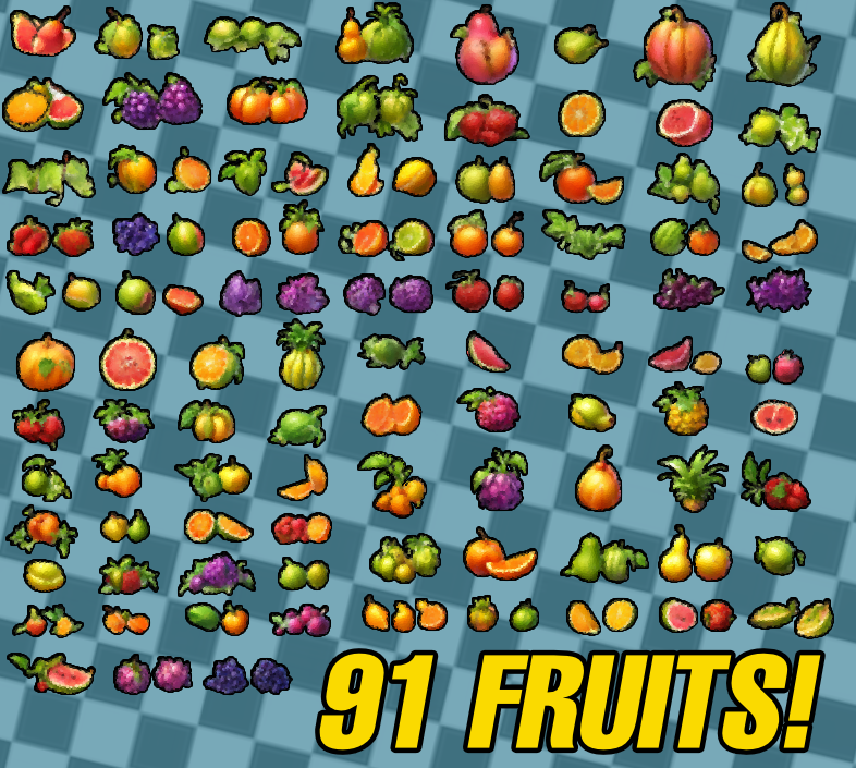 Pixelated Fantasy Fruit Asset Pack (91+)