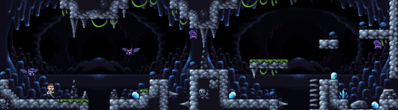 Cute Caves Platformer Pixel Art Tileset by Glint Games