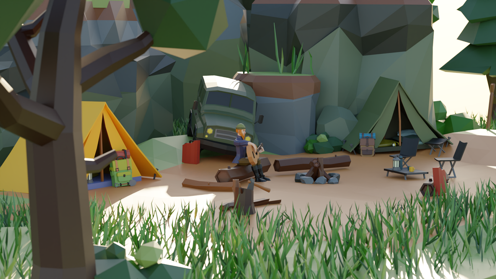 Low Poly Camping Asset