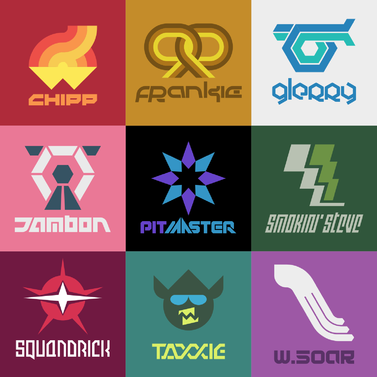 Logos for each character