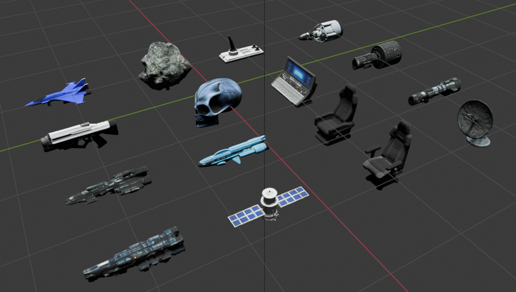 3D Low-Resolution Space Shooter Assets