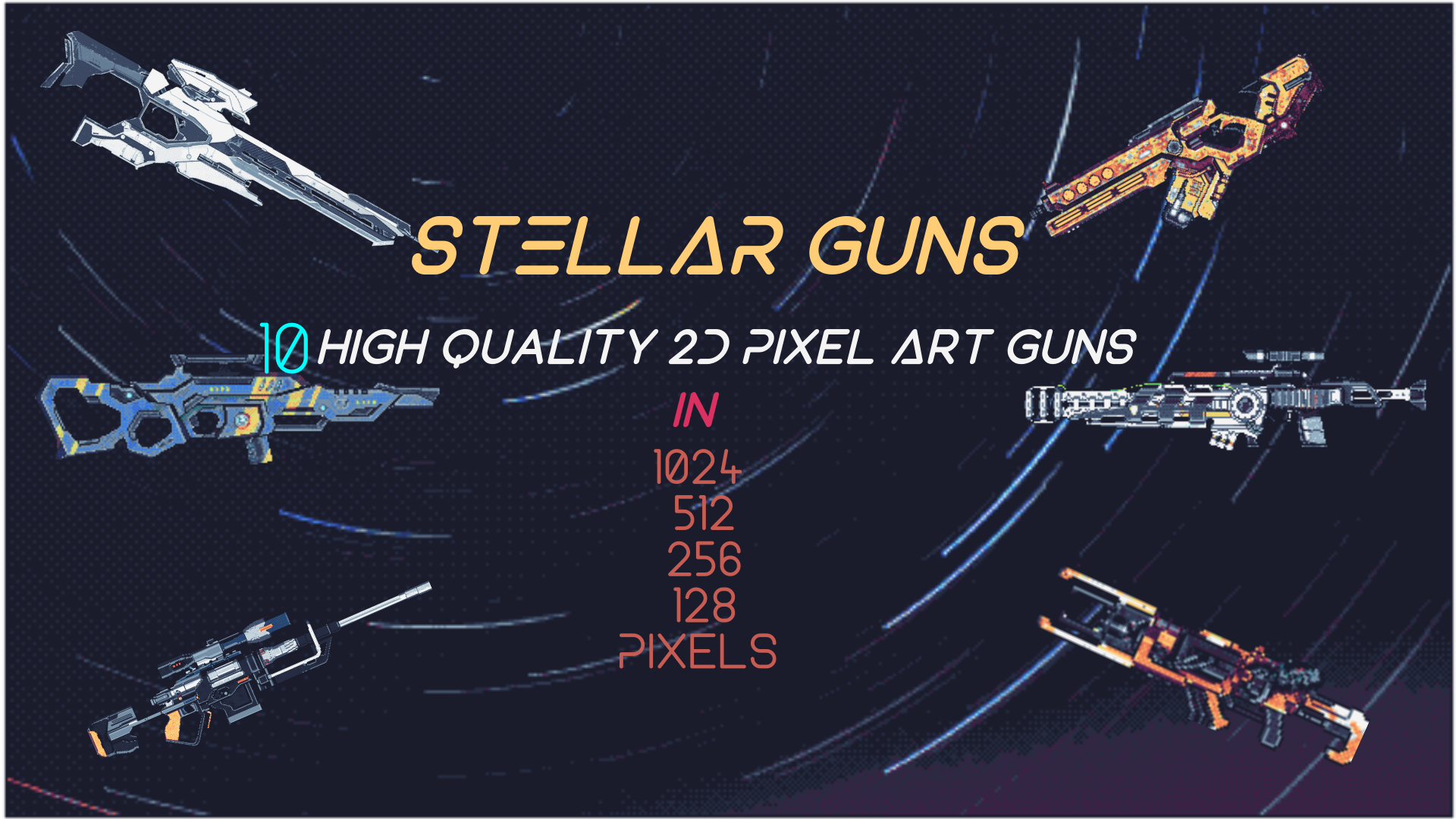 Stellar Guns: High-Res 2D Pixel Art