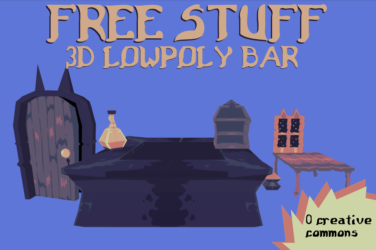 FREE 3D lowpoly medieval bar assets