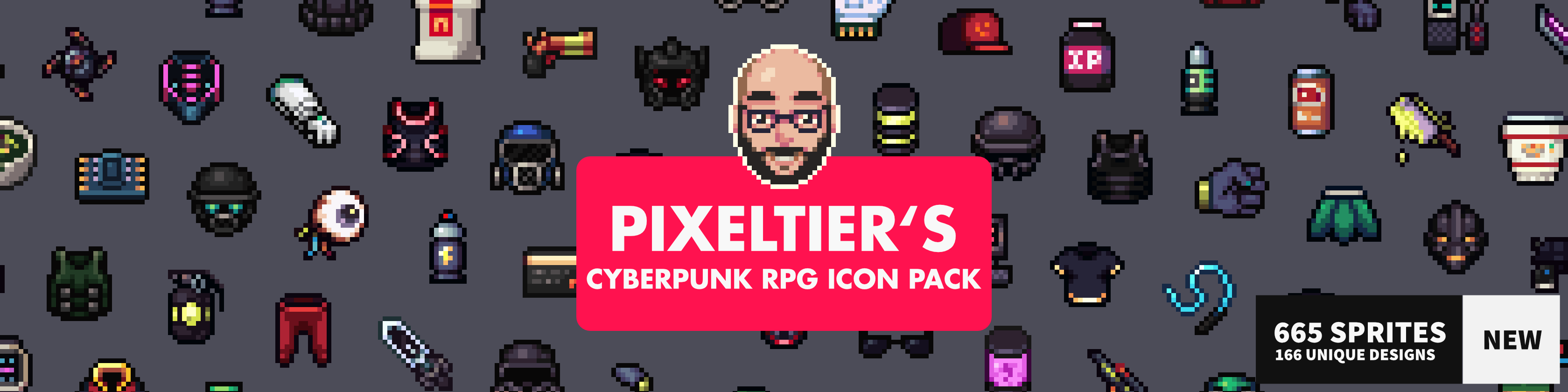 Pixeltier's Cyberpunk RPG Icon Pack /// Pixel Art