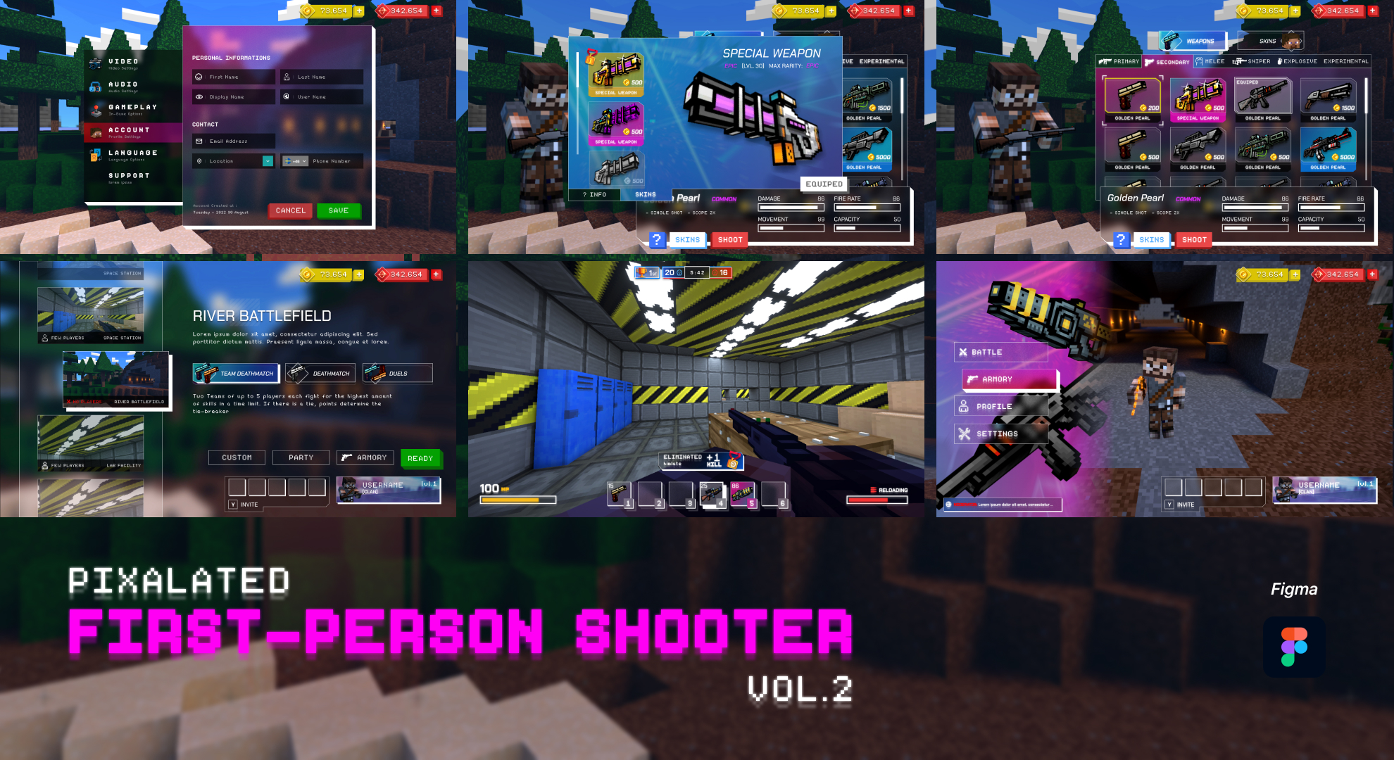 Pixelated First-Person Shooter Game UI