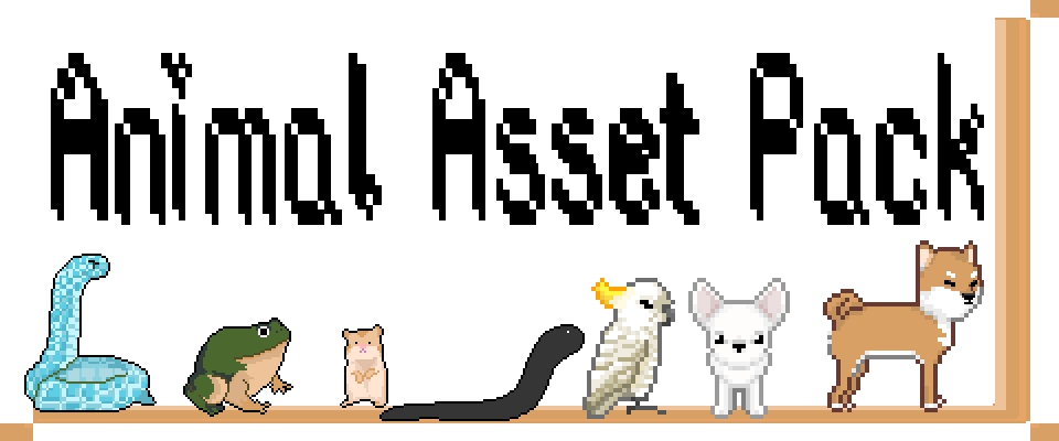 Animal Asset Pack - Parrot, Dogs, Snake, Frog, Hamster, Earthworm