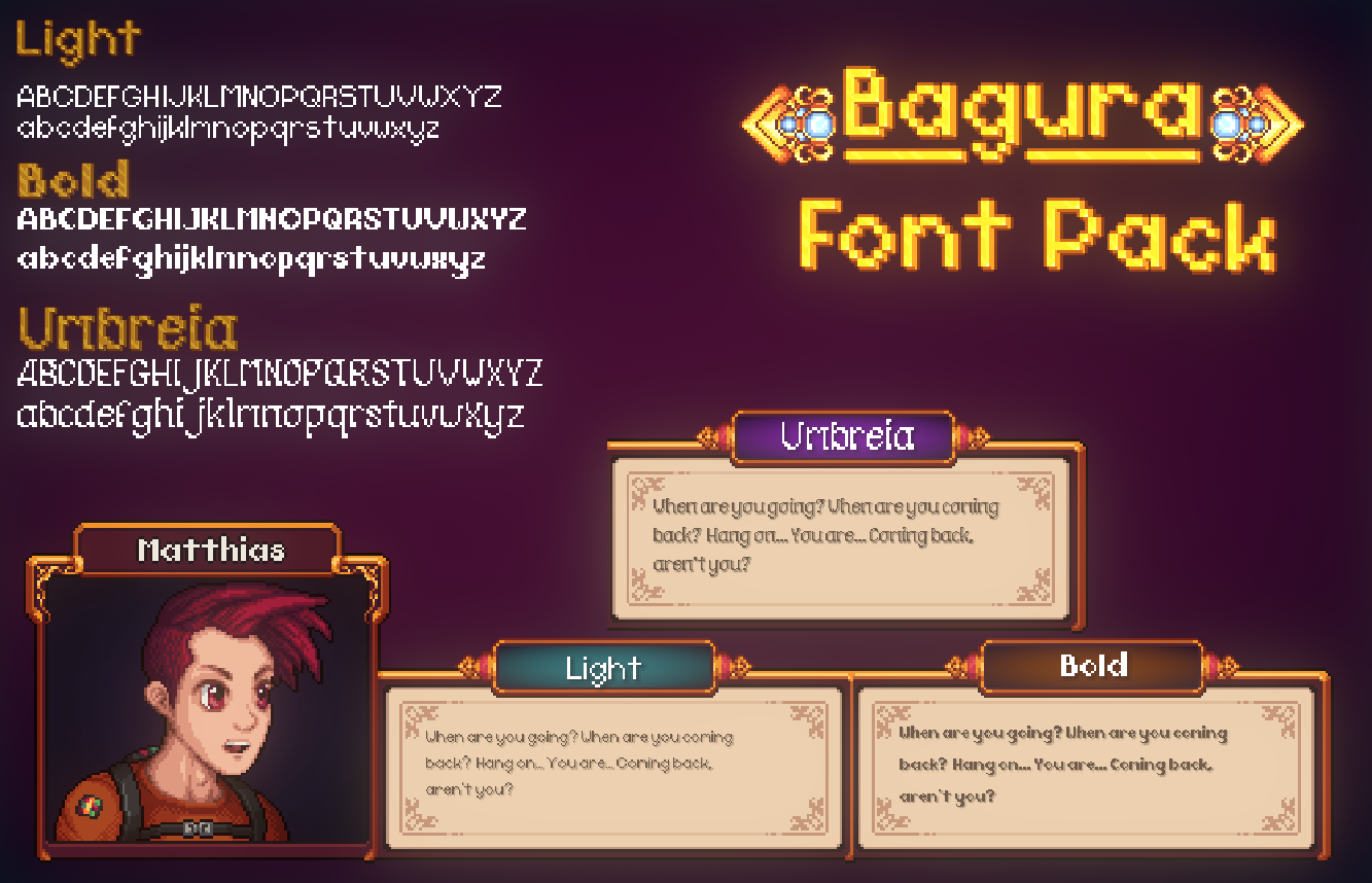 Bagura Pixel Font - 3 font pack