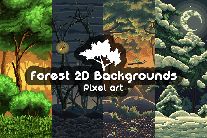 2D Game Forest high-quality VECTOR BACKGROUND GameDev