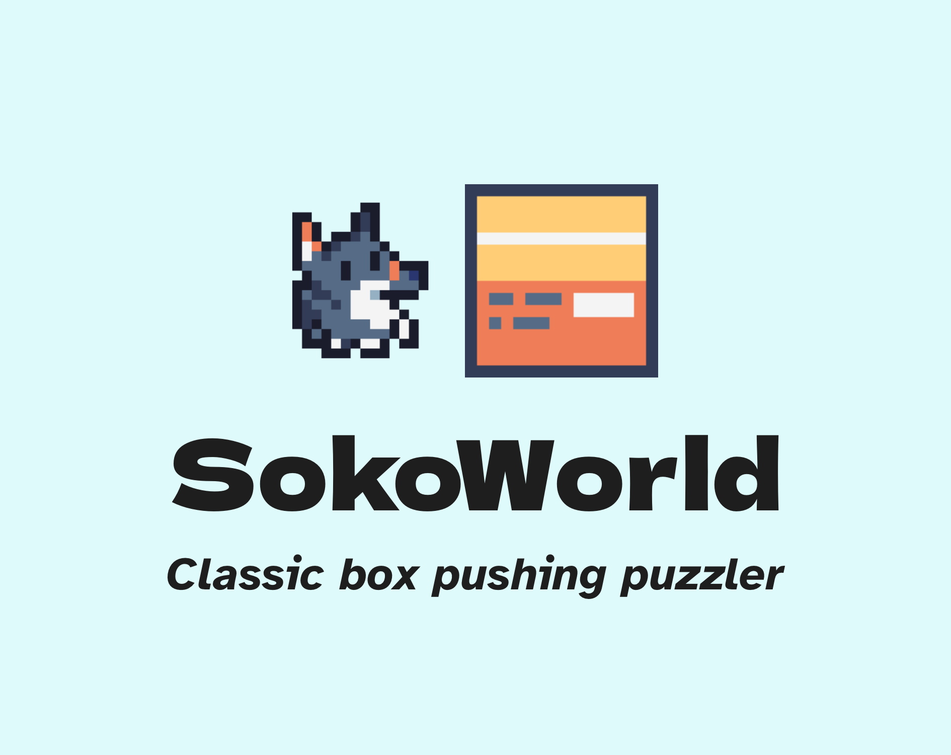 pixel art dog next to a box SokoWorld Classic box pushing puzzler